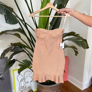 Nude Ruffle Bandage Dress, Size Small
